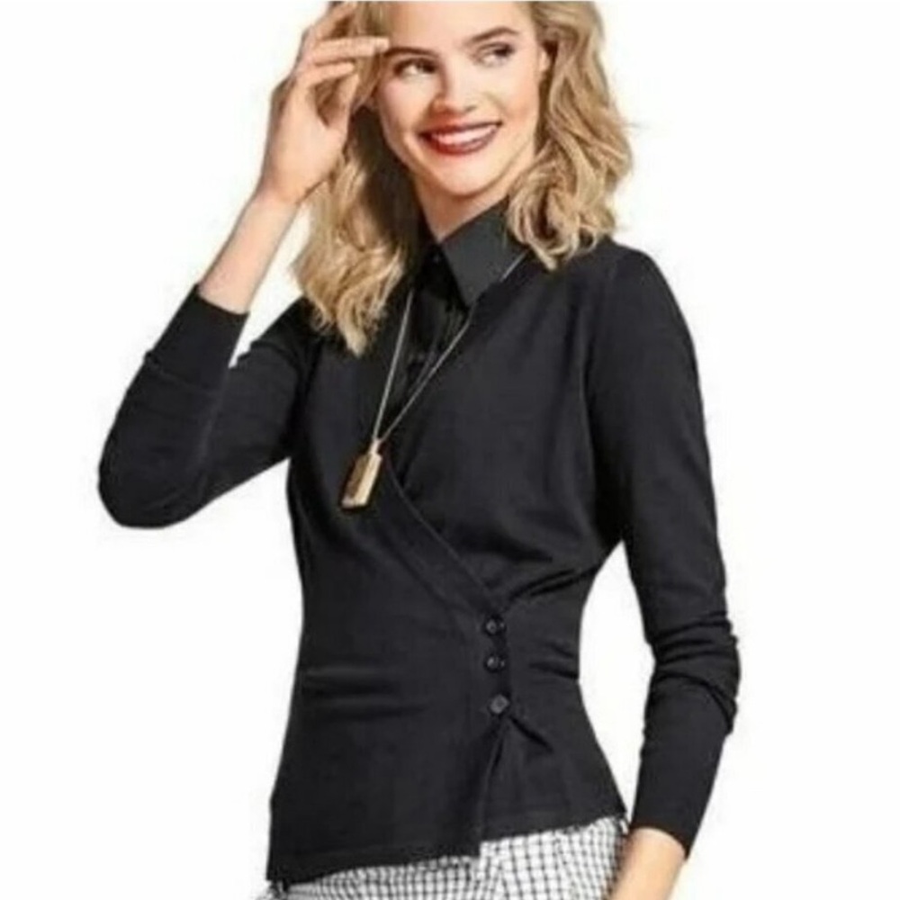 CABI Ballet Wrap Cardigan Long Sleeve Black Sz S #3160 EUC